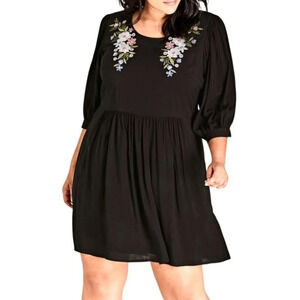 City Chic Floral Fling Embroidered Dress